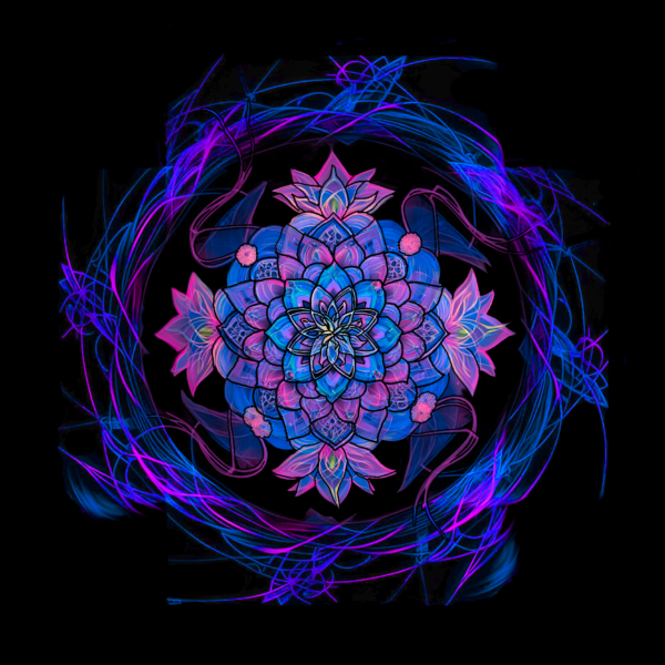 Growned Grounded Love, mandala, Collection Écho Chromatique, édition spéciale, version bleu | Clémentine Rainbow Flow