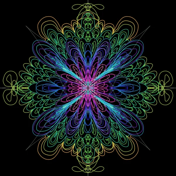"Electrify" -  Collection Écho Chromatique - Mandala d'inspiration psychédélique et de géométrie sacrée. Réalisée en peinture numérique et imprimée sur un support toile montée sur châssis XL | Clémentine Rainbow Flow ©
