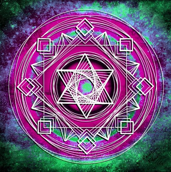 "Harmonia Sacrée"- Édition Spéciale - Collection Écho Chromatique- Mandala vibratoire, basé sur la géométrie sacrée, un clin d'oeil à la merkabah, véhicule de lumière et porte ouverte vers l'infini. Fréquence d'élévation et d'harmonie, reliant l'âme aux dimensions stellaires | Clémentine Rainbow Flow ©