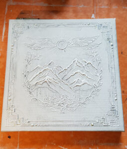 Instant live partagé de l'atelier: mandala 'Envolée Alpine" en cours, en technique mixte et en relief. Travail en cours. Clémentine Degaine | Rainbow Flow: Art Hybride & Peinture Structurale Visionnaire