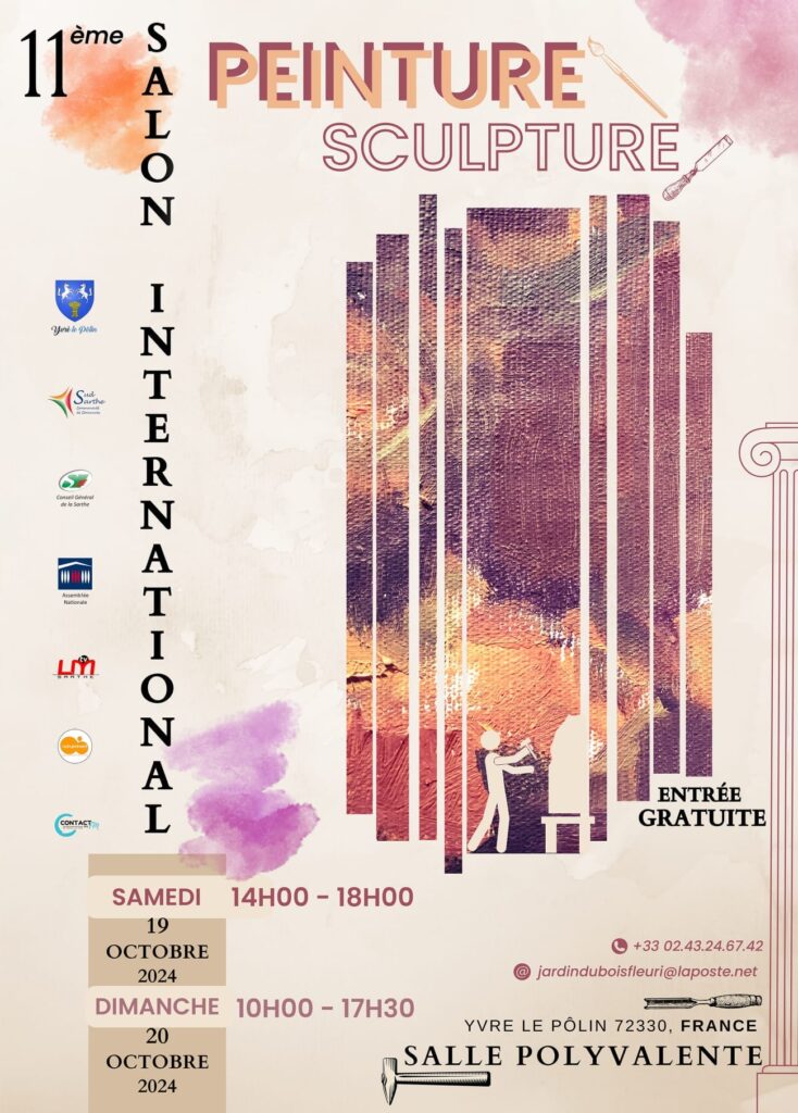 flyer de l'exposition du 11ème Salon International de Peinture et Sculpture, à Yvré-le-Pôlin