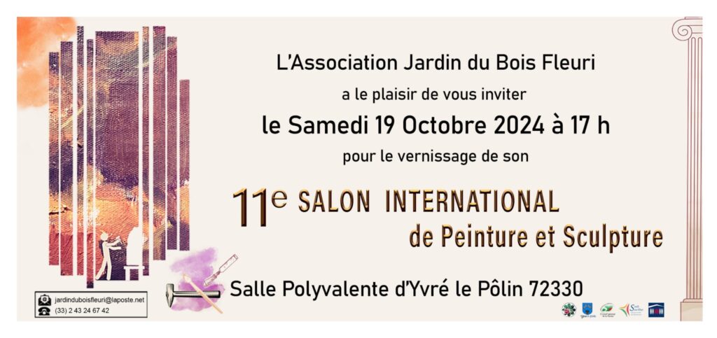 flyer vernissage exposition au 11ème Salon International de Peinture et de Sculpture, à Yvré-le-Pôlin