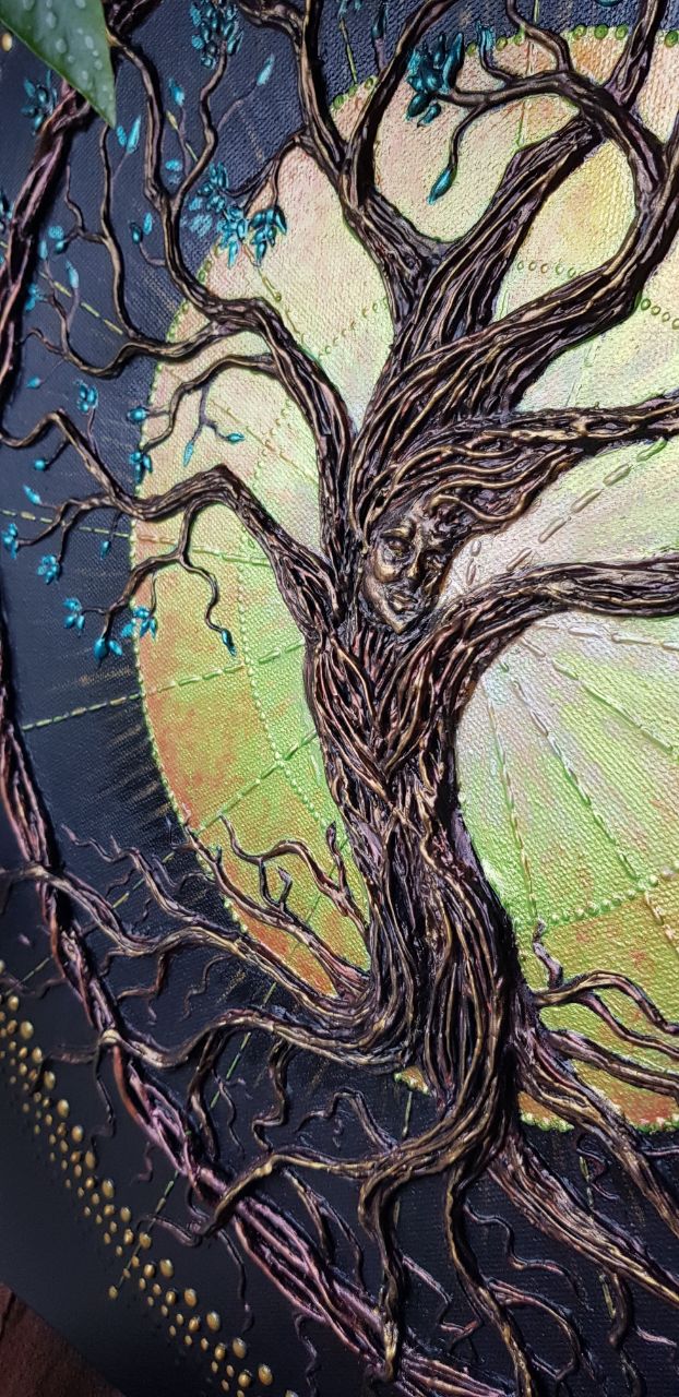 "Dancing tree - Arbre Dansant" - Collections Illusions Sensorielles- Technique mixte - Peinture relief 3D- Détails | Clémentine Degaine | Rainbow Flow: Art Hybride & Peinture Structurale Visionnaire
