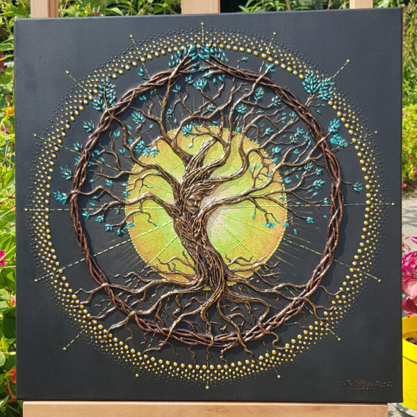 "Dancing tree - Arbre Dansant" - Collections Illusions Sensorielles- Technique mixte - Peinture relief 3D| Clémentine Rainbow Flow ©