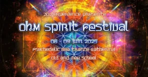 Flyer festival Festival Ohm Spirit - Clémentine Degaine | Rainbow Flow: Art Hybride & Peinture Structurale Visionnaire