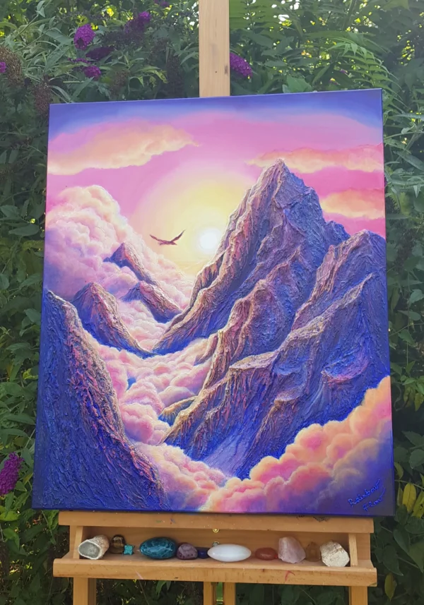 L'Aube des Possibles, peinture originale en relief- vue de face- Clémentine Degaine | (Rainbow Flow) Art Contemporain & Peinture Structuraliste Visionnaire