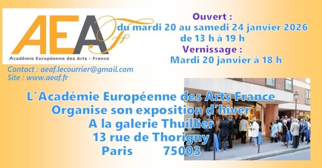 carton d'invitation au vernissage de l'exposition du Salon d'Hiver de l'AEAF, à la galerie Thuillier sur Paris