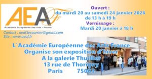 carton d'invitation au vernissage de l'exposition du Salon d'Hiver de l'AEAF, à la galerie Thuillier sur Paris