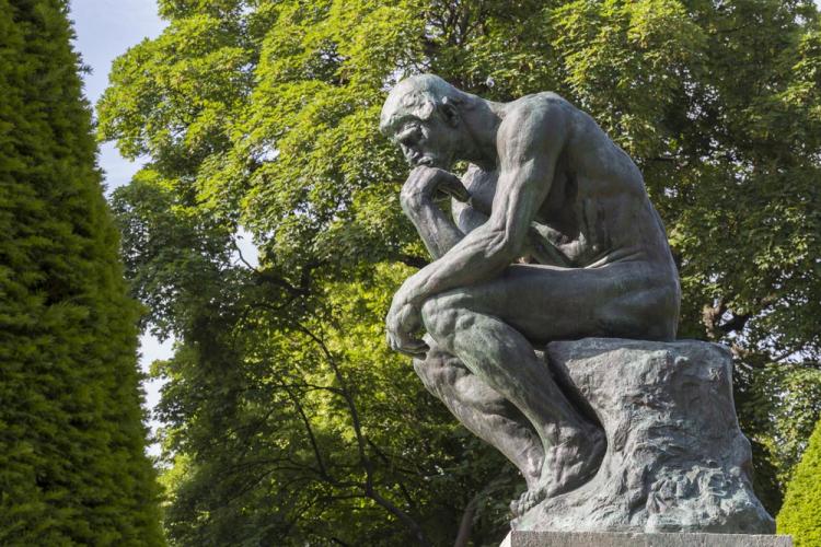Le Penseur de Rodin revisité - Manifeste et philosophie de l'Art Structuraliste Visionnaire par l'artiste Clémentine Degaine | Rainbow Flow. Droits d'image:Le Penseur © Agence photographique du musée Rodin – Jérome Manoukian